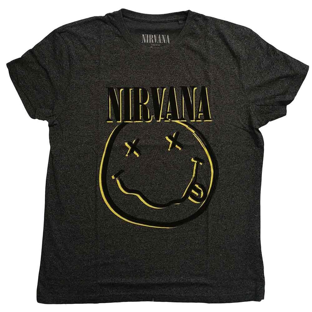 Nirvana Inverse Happy Face T-Shirt Black Grey New Unisex T-Shirt XXXL
