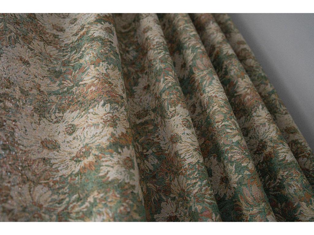Imanqi Semi-Blackout Green Floral Oil Painting Kitchen Curtains for Bay Windows