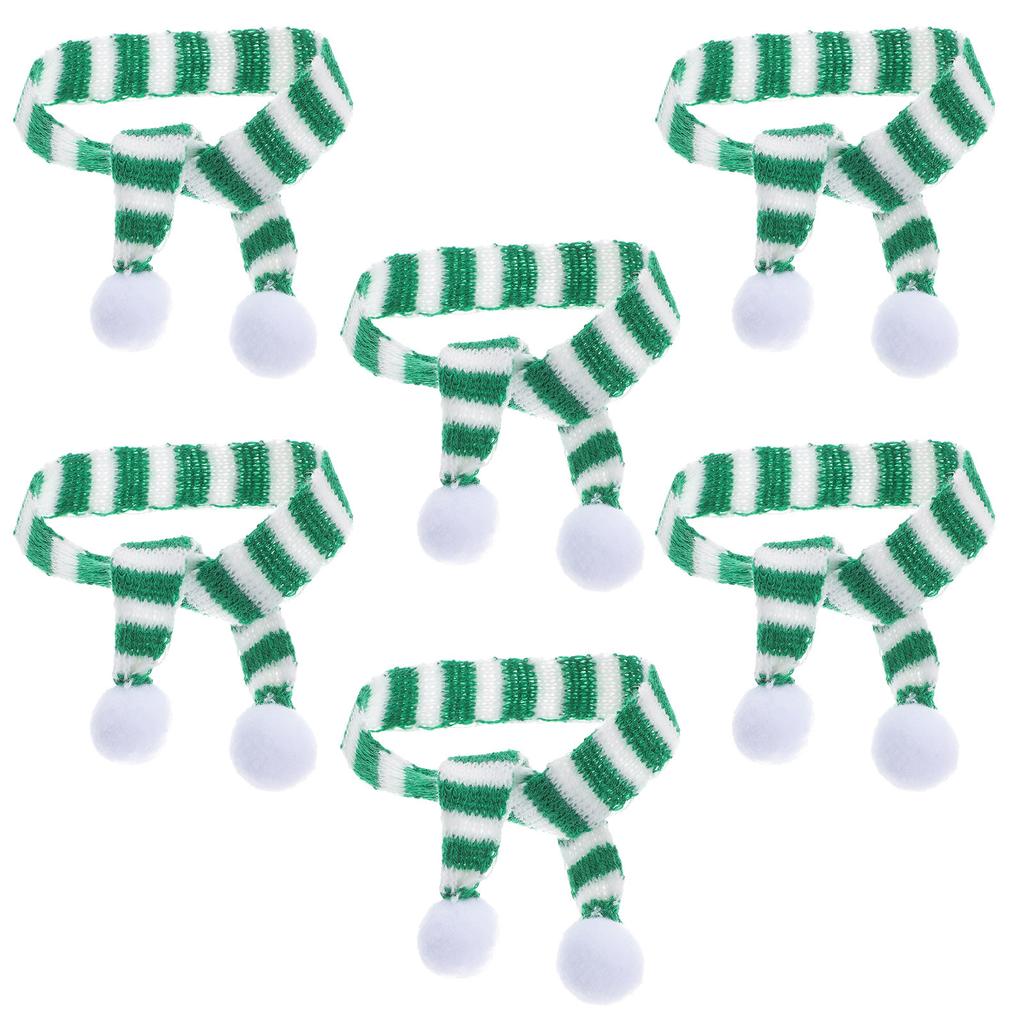 6Pcs Christmas Mini Scarves for Wine Bottles Decorations Knitted Cloth Ornaments Holiday Party Table Tree Dining Room Xmas Decor