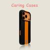 For iPhone 17 Pro Max Case Black Orange Stripe Magnetic Leather Rugged Compatible with iPhone 16 15 14 13