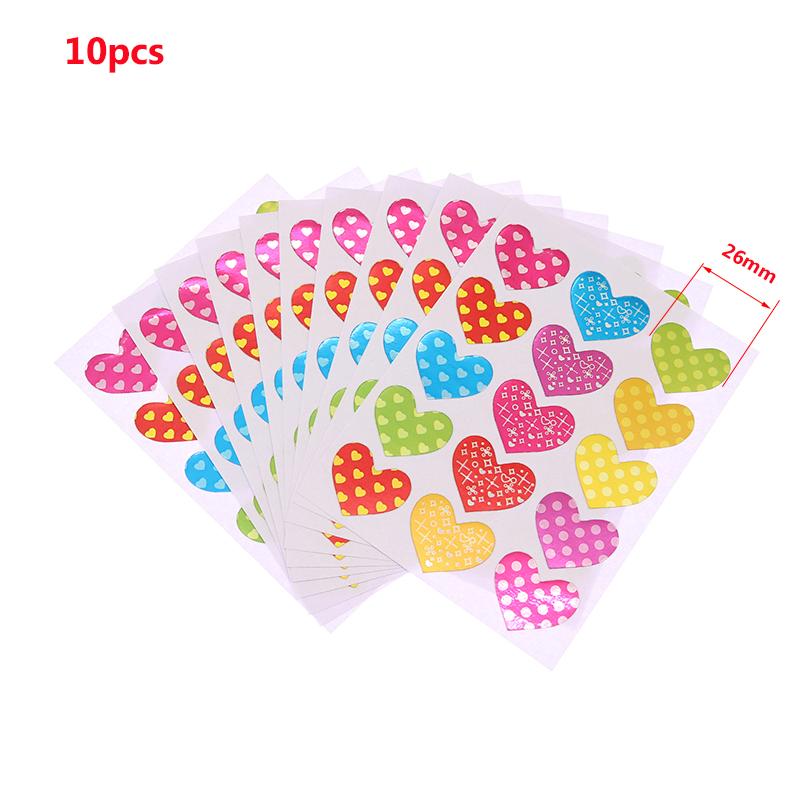 

10 Sheets/Pack Of Children S Mini Kindergarten Award Stickers Teacher Praise Praise Label Award Five-Pointed Star Heart Shape