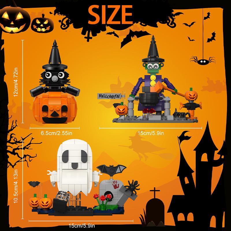 

Хелловін Гарбуз Ліхтар Фігурки Набір будівельних блоків Жах Монстр Гарбуз Привид Трюк BricksHead Модель Іграшки для хлопчика