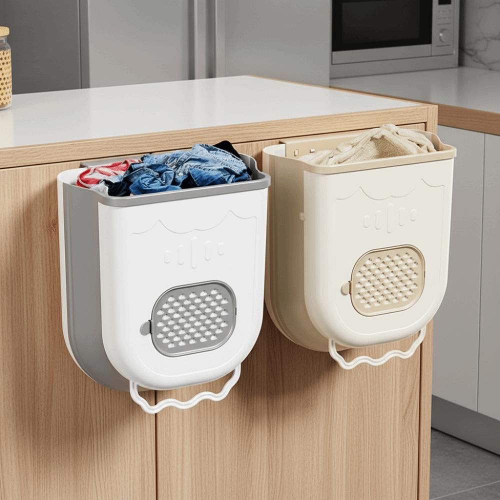 Hands-Free Wall-Mounted Trash Bin Space Saving Foldable Storage Bin No-Bending Trash Can  Bathroom