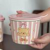 Cartoon Bear Cute Instant Noodle Bucket Household Storage Tank Large Capacity Ceramic Bowl Soup Bowl High Value Student Instant Noodle Bowl