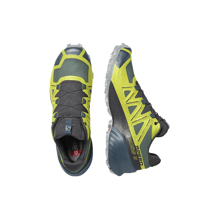 SALOMON Speedcross 5 Comfortable Fabric Abrasion Resistant Low top Trail Running Shoes Men's Black Yellow 416096