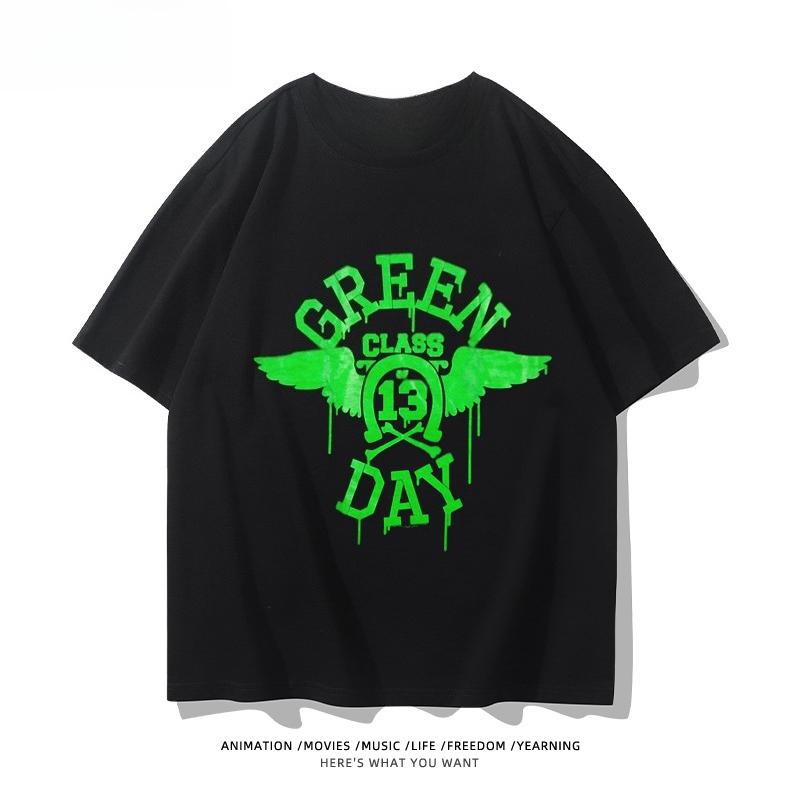 2025 Summer New Hip Hop Green Day Band Printed Graphic T Shirts Men Short Sleeve T Shirts High Quality Men's Clothes Street Wear