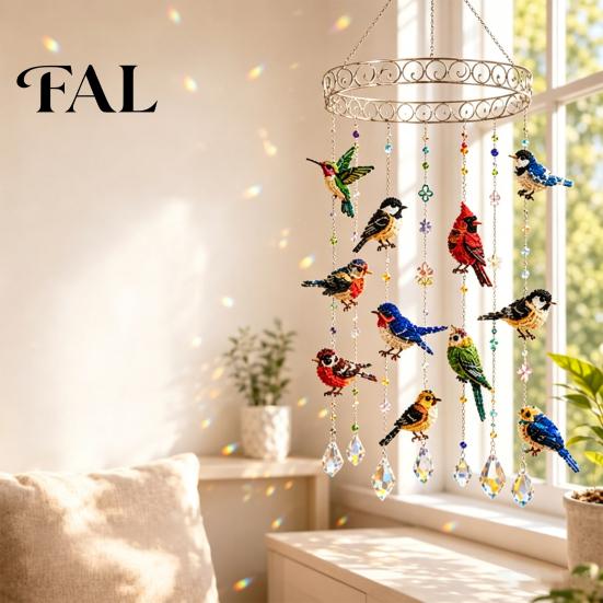 Unique Housewarming Gifts for Friends Graceful Bird Wind Chime, Stained Outdoor Sun Catcher Windchime, Colorful Yard Relaxing White Noise Sound Decor