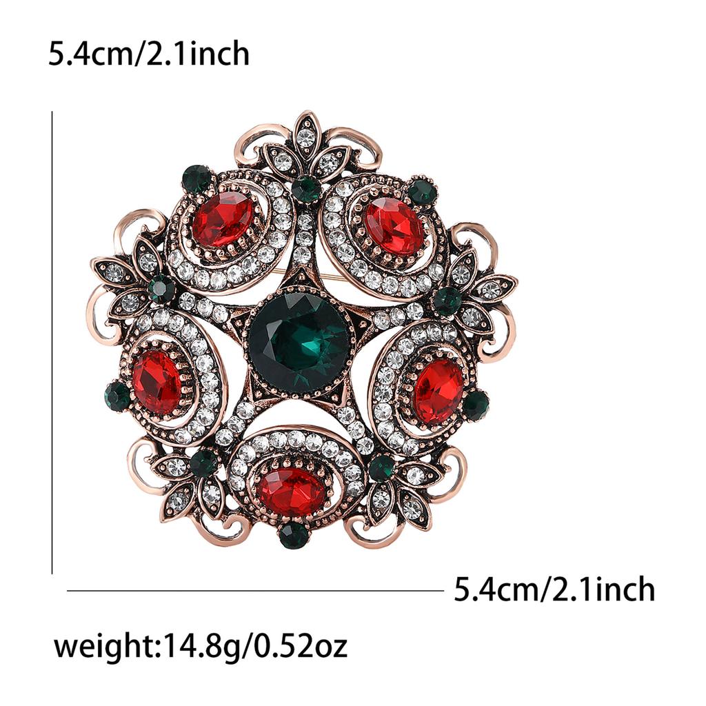 Vintage Baroque Alloy Rhinestone Flower Brooch Temperament Versatile Men'S And Women'S Sweater Coat Corsage Ornament Pin