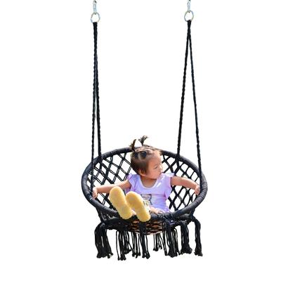 Swing Chair Hammock Hanging Chair Macrame Hanging Type Adult Child Use Balcony Parent Child Capacity 100kg Hand-Knitted & Indoor/Outdoor &