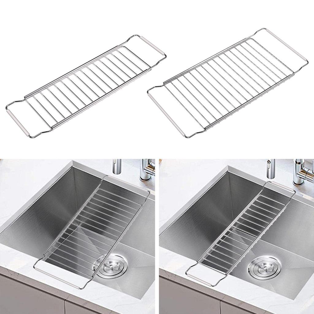 Stojan na sušení nádobí nad dřezem, korková podložka, víceúčelový stojan na odtok z nerezové oceli, cedník na dřez, na pracovní desku