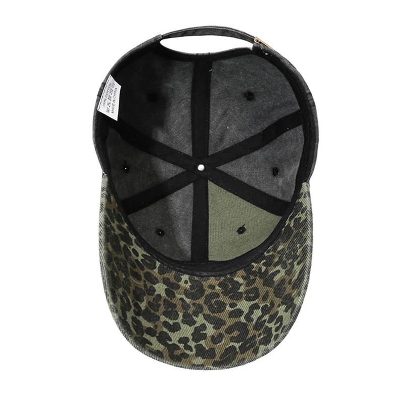 Leopard Print Stitching Baseball Cap Unisex Vintage Embroidered Peaked Cap Outdoor Couple Sun Hat