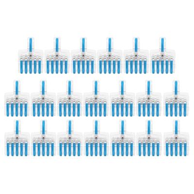 20Pcs Wire Quick Connector SPL Terminal Block TType Copper Conductor Line Splitter 5 Into 1(Blue )