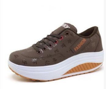 Leather Outdoor Rocking Shoes Sneakers Single Shoes Muffin Shoes Large Size Women's Shoes