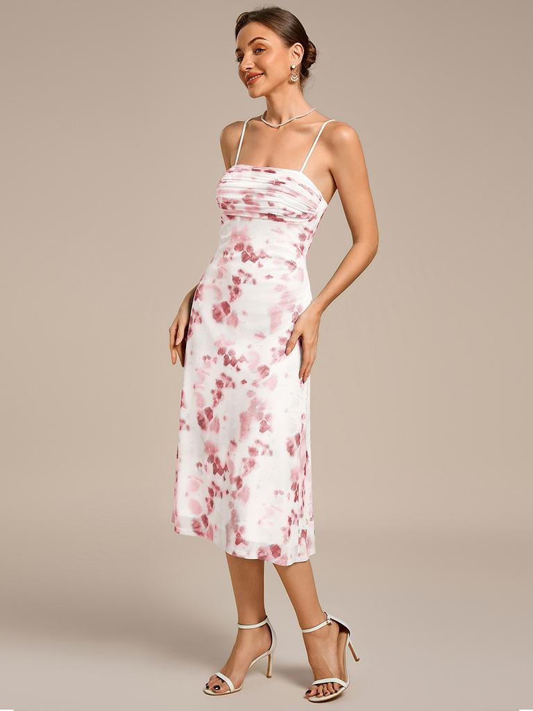 Ever-Pretty Women's Floral Sleeveless Adjustable Multiway High Stretch Midi Wedding Guest Dress