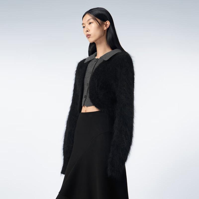 

JNBY Women s Mohair Wool Blend Collared Knit Sweater L