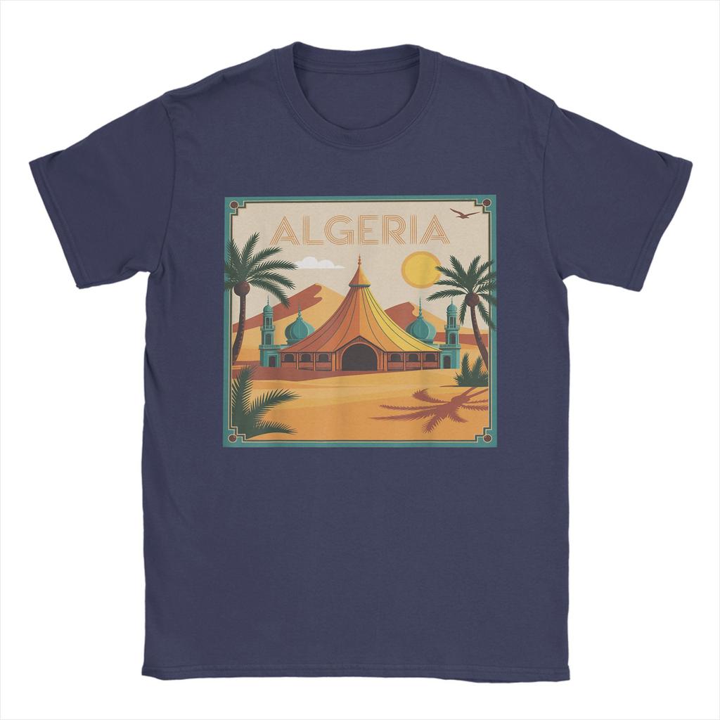 Algeria My Country Men's T Shirts DZ Africa Arab Humor Tee Shirt Short Sleeve Round Collar T-Shirt Pure Cotton 4XL 5XL Clothes