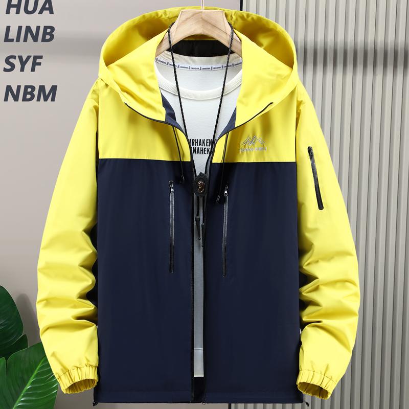 

Чоловічий тренч великого розміру 4XL-12XL, верхній одяг, модна вітрівка з довгим рукавом, чоловічі куртки з капюшоном жовтий