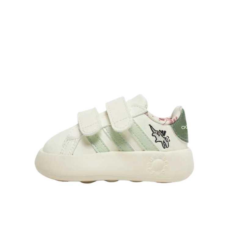 Adidas Grand Court 2.0 I Dino Baby Sneakers Cream Off-White Linen-Green JI3898