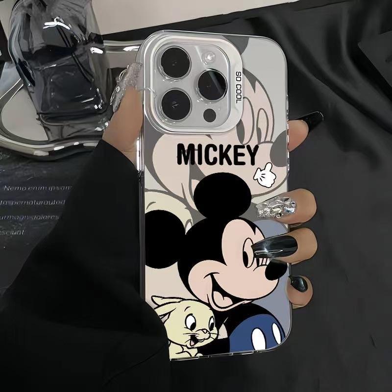 New Cartoon Mickey Mouse iPhone 16 Pro Max Phone Case, iPhone 15/14 Color Silver Premium Protective Case