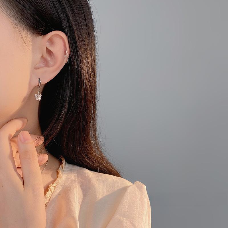 Light Luxury Butterfly Ear Buttons for Women's High-end Ins Fairy Style New Earrings