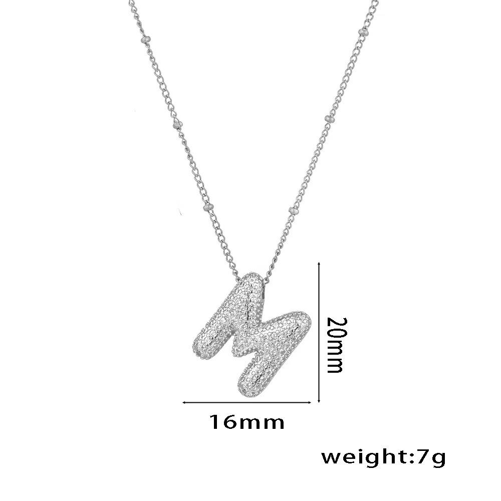 18K Gold-Plated Copper Necklace with Micro-Inlaid Zirconia & 26 Letter Pendant - Classic and Versatile European-American Jewelry