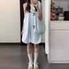 Small light blue bud dress women's summer short skirt new French sleeveless vest puffy skirt