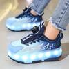 TUINANLE Barns Fritidssneakers Mellan Till Student Utomhus Led Fyrhjuliga Rullskridskor Självlysande Sneakers Skateboard USB-laddning