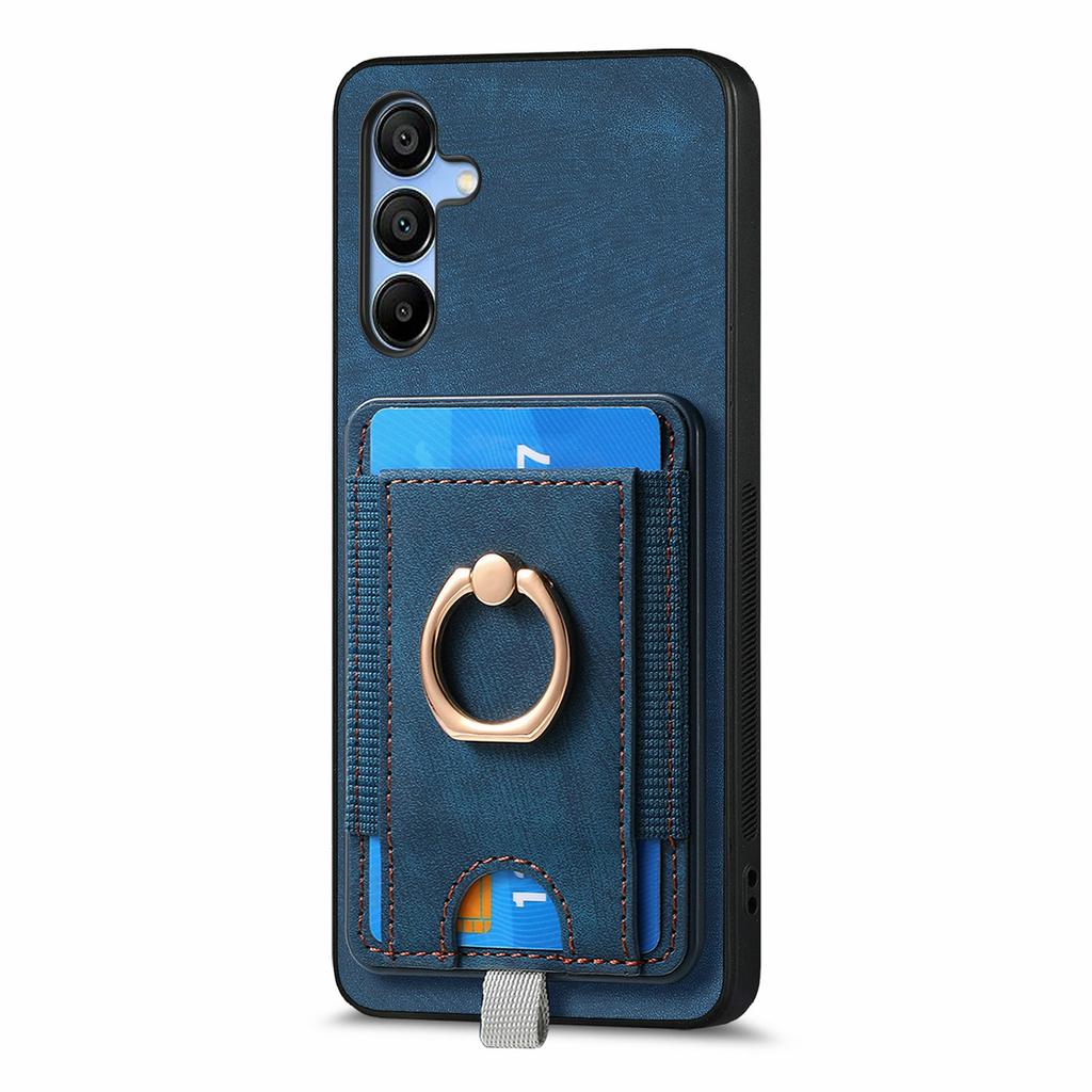For Samsung Galaxy A16 4G/5G Magnetic Case Card Holder Ring Kickstand PU Leather Phone Back Cover