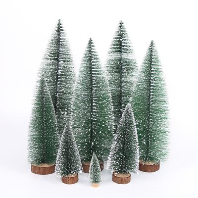 Mini Christmas Tree Desktop Ornament DIY Pine Needle Tree Christmas Decoration Snow-Capped Pine Mini Christmas Tree
