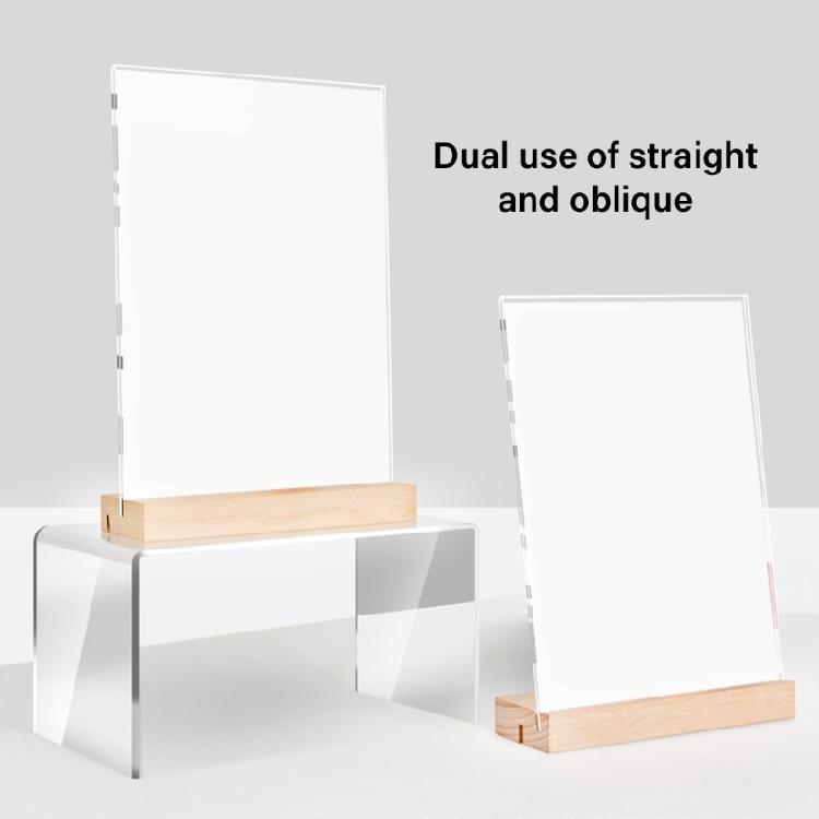 2PCS Acrylic Display Stand Clear Poster Display Stand with Wood Base for Offices School Wedding Restaurant Store Cafe