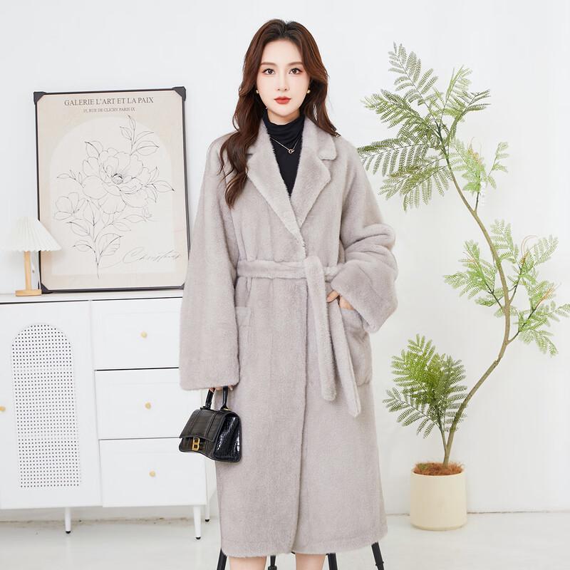 KAISER Women's Elegant Long Faux Fur Lapel Coat