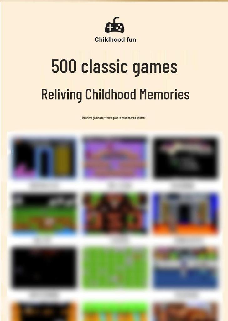 2025 Handheld Game Console with Large Screen, 500 Retro Games, Joystick, Dual Player, Rechargeable - Perfect Children's Gift