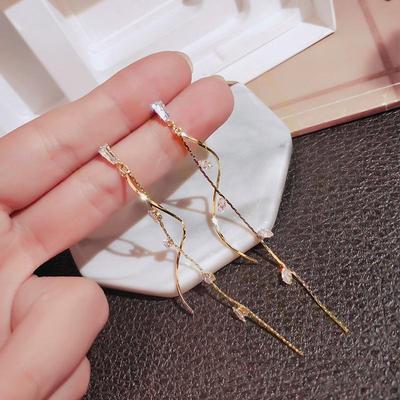 Korean Style Retro Zircon Earrings 2024 - Long Silver Needle Design