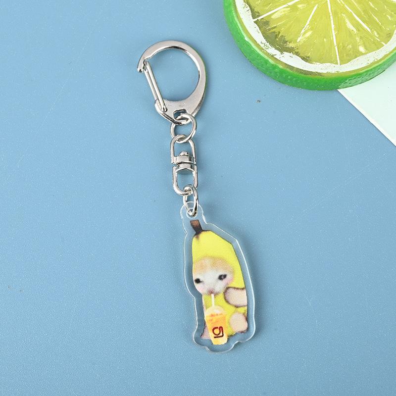 Cartoon Kawaii Bananen Katze Schlüsselanhänger Kreatives Brot Herz Schlüsselanhänger Schlüsselhalter Schlüssel Tasche DIY Zirkon Geschenk für Freunde Kinder