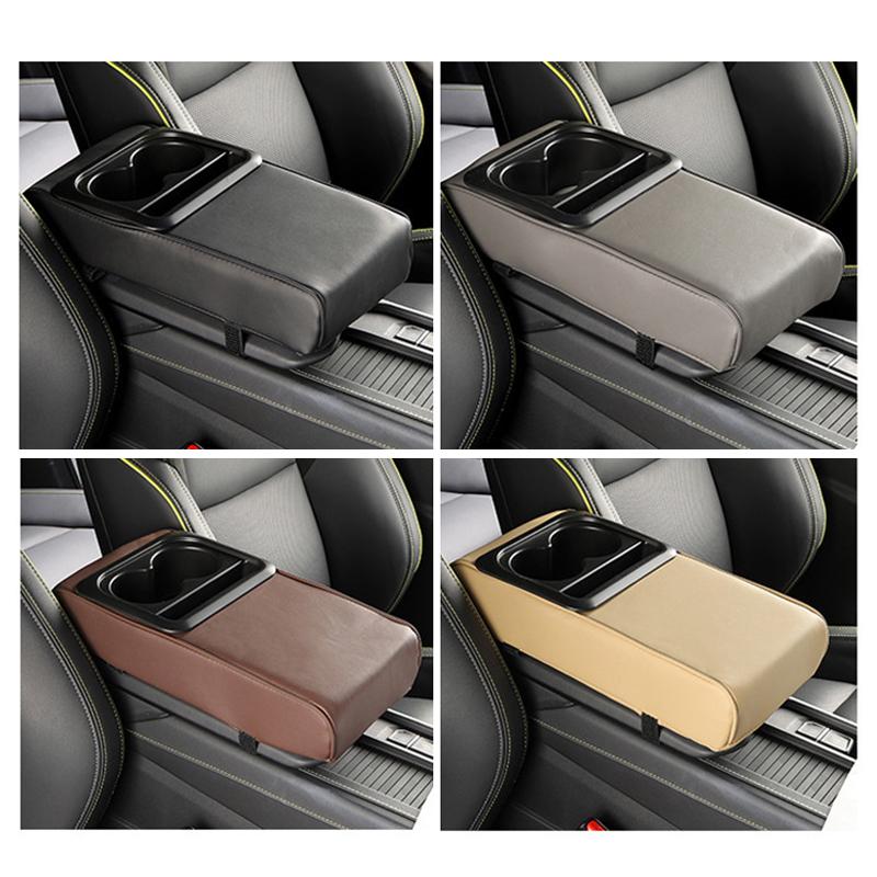 Aufbewahrungsbox für die Mittelkonsole im Auto mit Getränkehalter, Auto-Armlehnenkissen, Armlehnenkofferkissen mit Telefonständer für LKW-Fahrzeuge