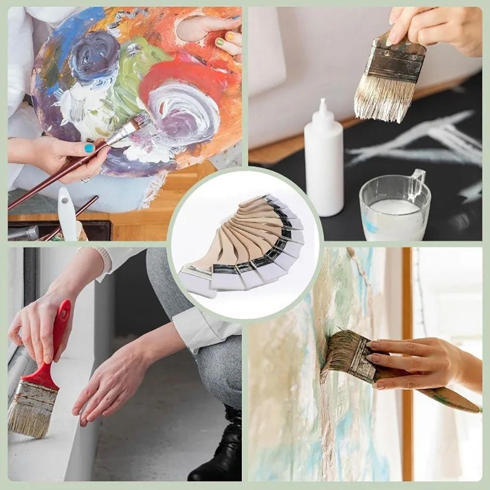12 Stück/Set Mehrzweck Kunstmalpinsel Set Weiß Sortierte Größen Malpinsel Nylon Holzgriffe Grillpinsel