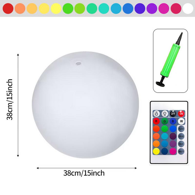 16 Colors Floating Pool Lights 38cm Large Inflatable Pool Beach Ball For Water Pool Party Outdoor Balloon LED Garden Ball Light