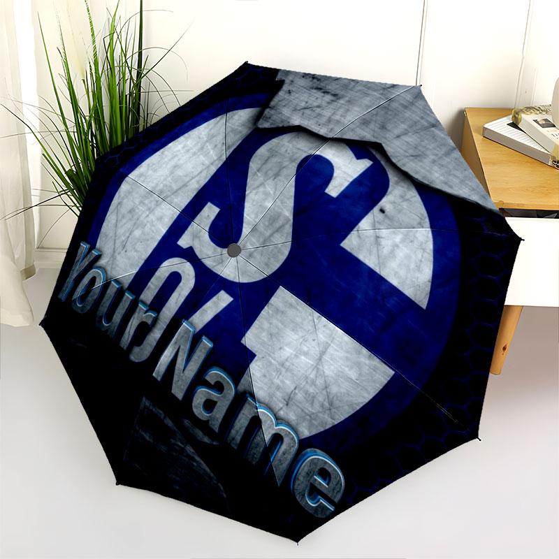 1 PC Automatic Folding Umbrella - FC Schalke 04 Custom Name Pattern, Portable & Foldable Design with 8 Ribs, Christmas Birthday Gifts