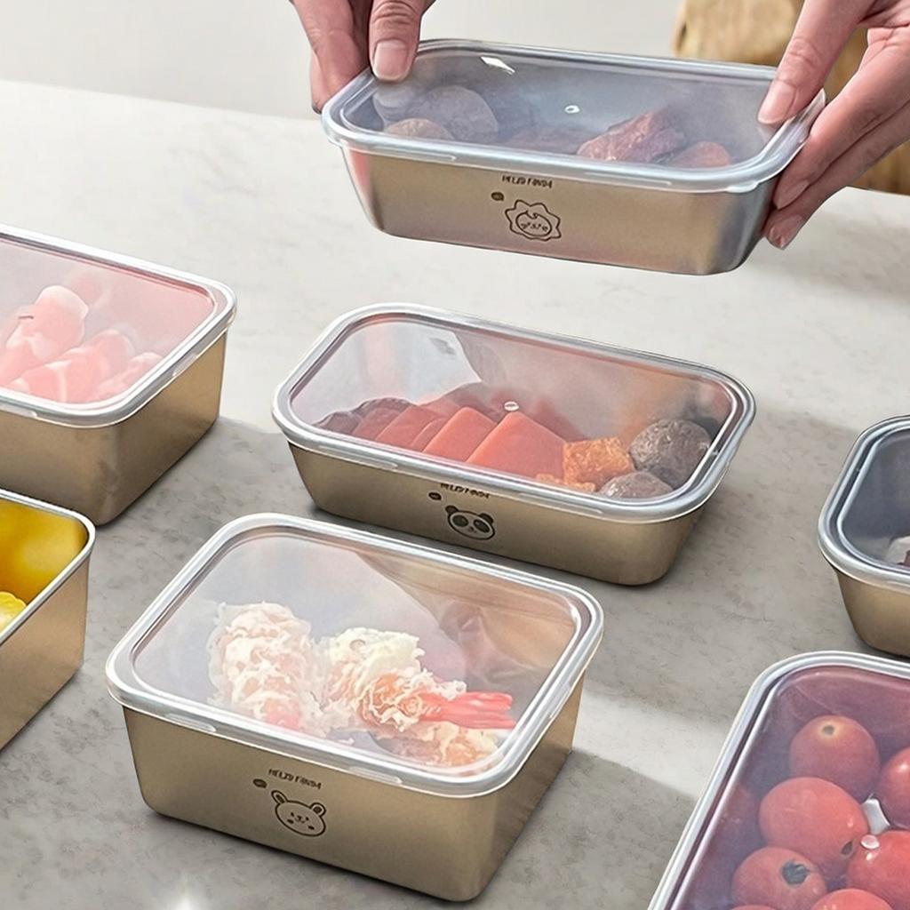 304 Edelstahl Lebensmittelbehälter mit Deckel Versiegelte Frischhaltebox Kühlschrank Lebensmittelaufbewahrungsbox Mikrowellengeeignete Lunchbox