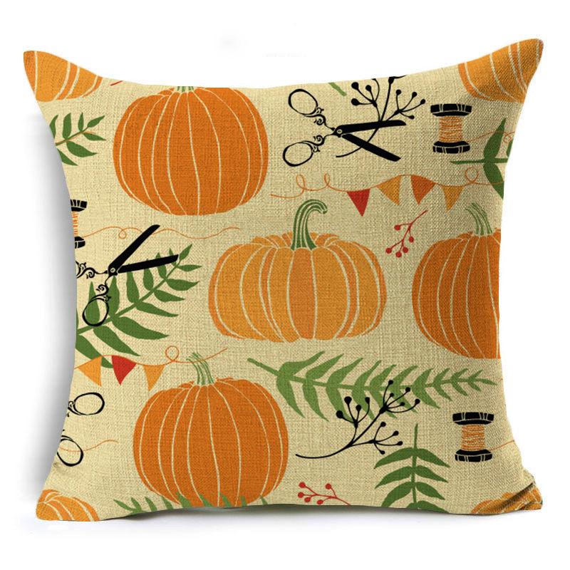 New Thanksgiving Pumpkin Linen Pillow Cover Festive Home Decoration Pillow Cushion Cover
