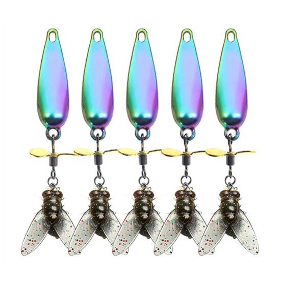 5Pcs Metal Propeller Fishing Lures Compact Portable Easy to Use Fly Spinning Propeller Metal Sequin Hard Baits