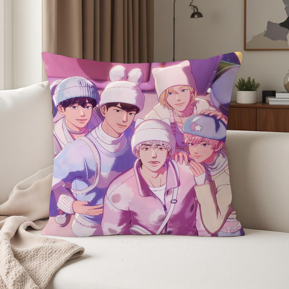 Kpop Style P-Plave Cartoon Pillow Case Suitable For Bedrooms Living Rooms Cars Home Decoration