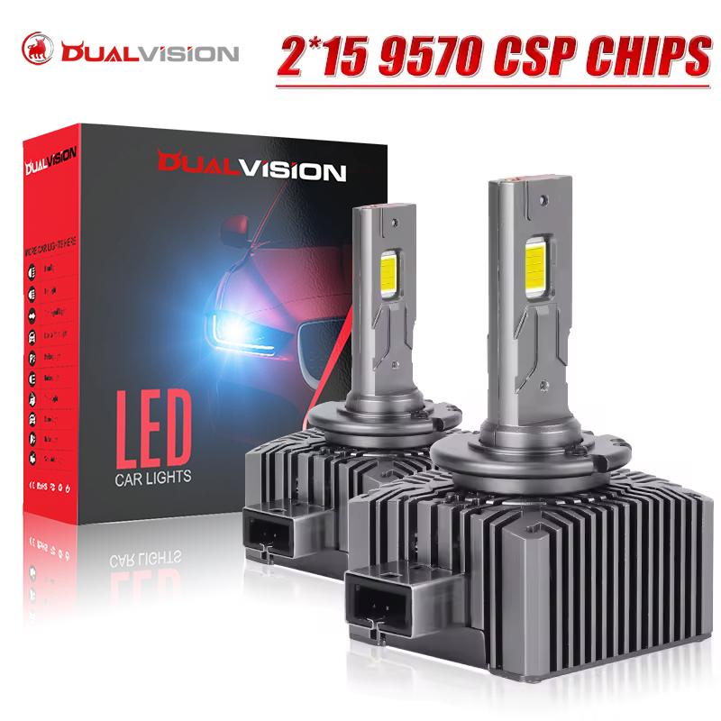 Bullvision Светодиодные фары D1S HID D3S D2S D4S D5S D8S D1R D3R Светодиод с двойной медной трубкой 80000 лм Двусторонний чип CSP 6000K Plug&Play D1S