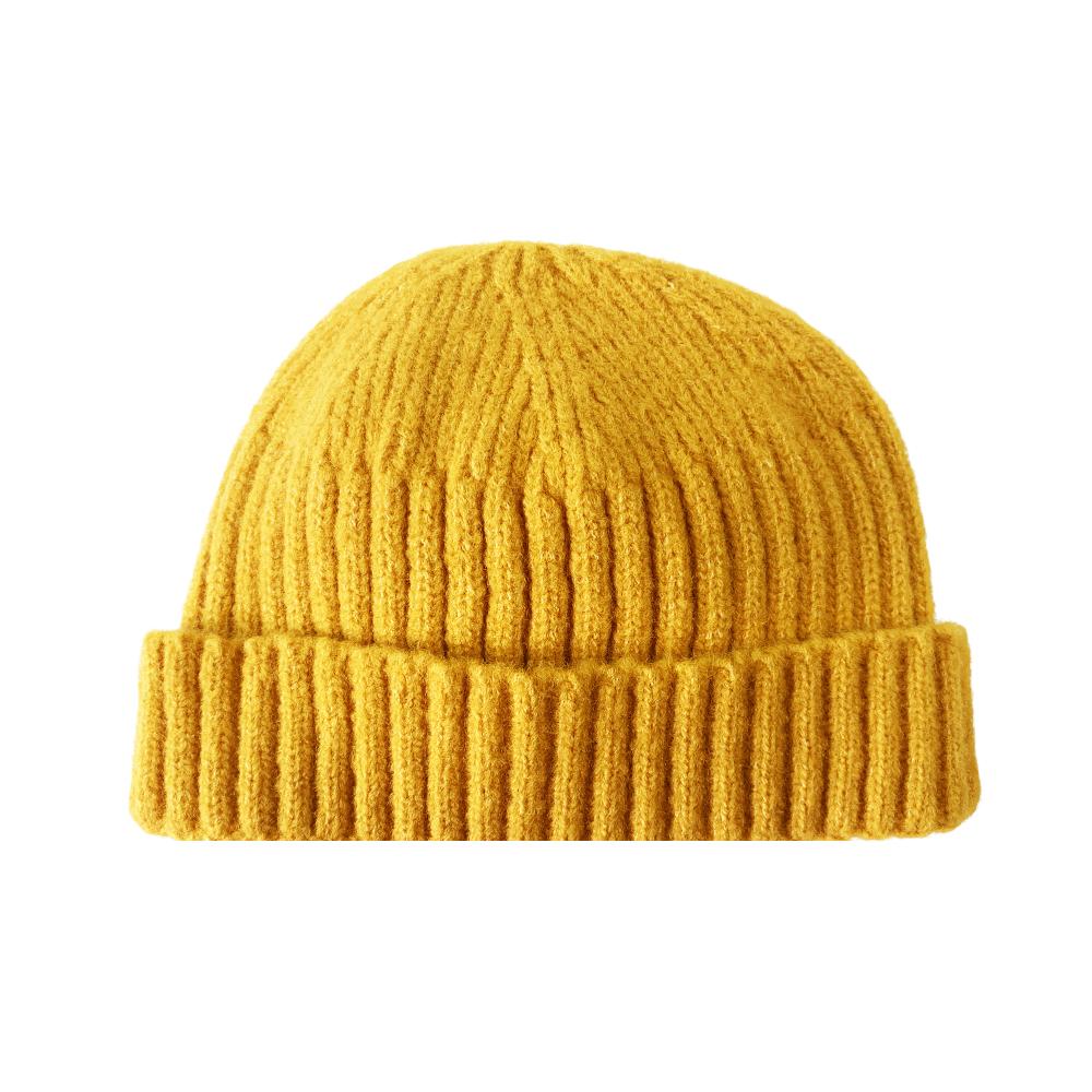 EIGHTVOLUME Ev Fleece-Lined Ribbed Short Beanie (Yellow)