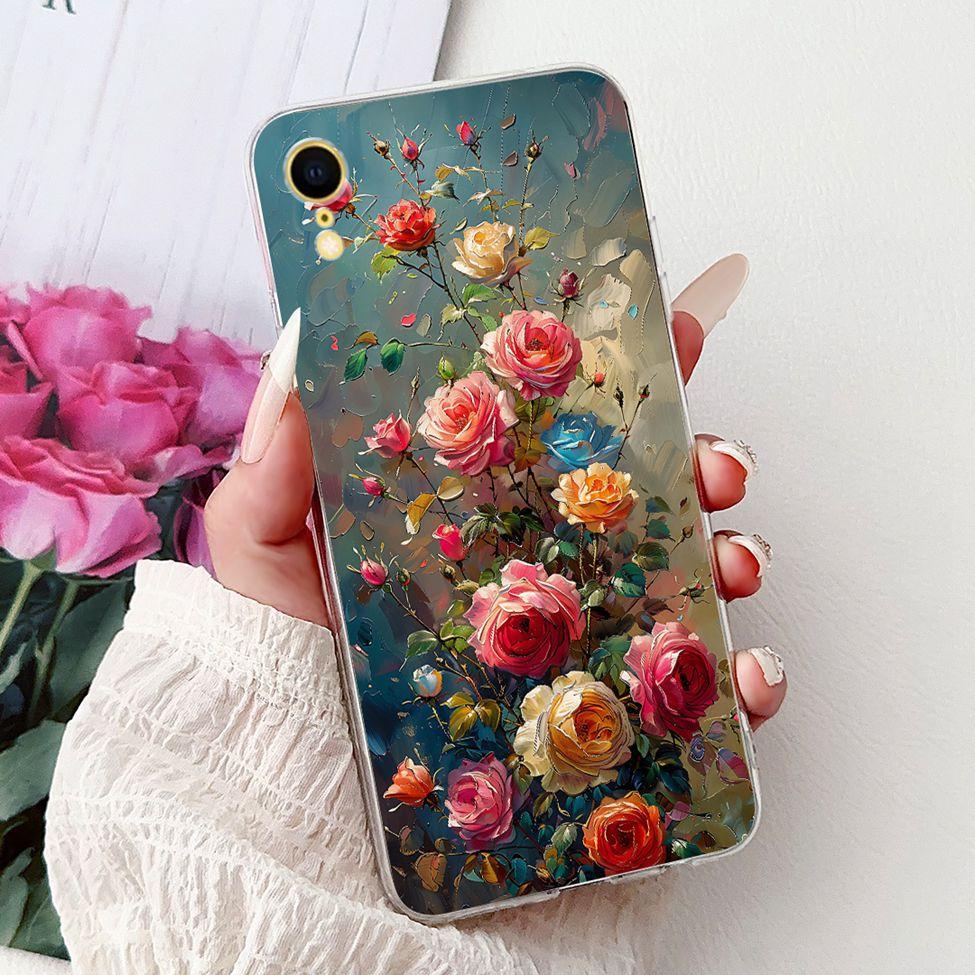 Klar Für iPhone XR Hülle Abdeckung Luxus Mode Blumen Süße Katze Lustig Cool Bemalt Weiche Handyhülle A2105 A1984 A2107 A2108 A2106