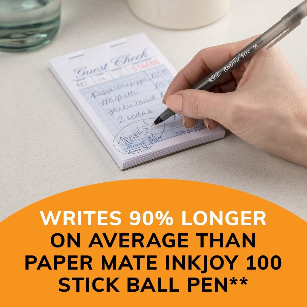 Кулькова ручка Round Stic Xtra Life, середній пишучий вузол 1,0 мм, чорне чорнило, 60 штук, плавне письмо, офісне шкільне приладдя, вигідна упаковка