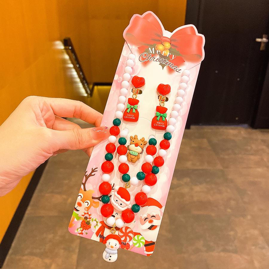 Children's Holiday Jewelry Set: Reindeer Bracelet, Ear Clip, & Ring - Perfect Christmas Gift