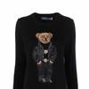 Polo Ralph Lauren SS22 Cartoon Teddy Bear Pattern Jacquard Crew Neck Pullover Casual Long Sleeve Sweater Women Sweater Black 211857294-001