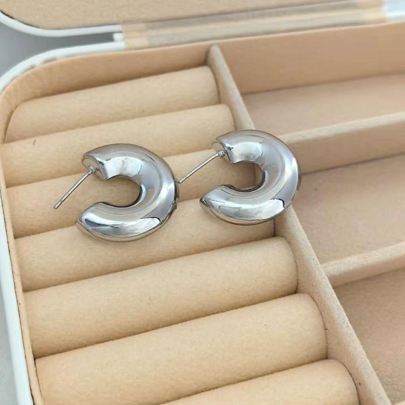 1 Pair of Elegant Women's High-End Glossy Earrings Made of Copper, Fashionable, Simple and Versatile Metal Earrings