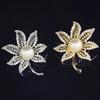 Exquisite Rhinestone Pearl Leaf Brooch for Women - Elegant Accessory for Shirts and Dresses